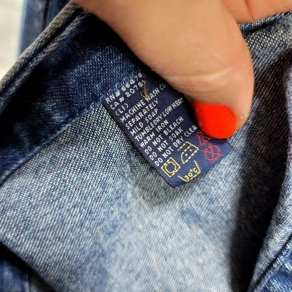 Vintage 90s Y2K Tommy Jeans Womens 14 Denim Tank Mini Dress Button Side - Picture 8 of 9